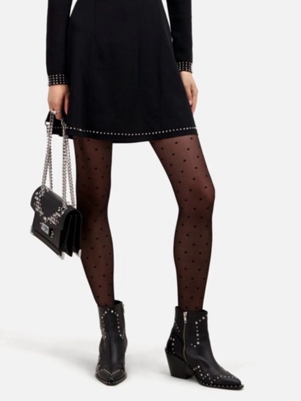 The Kooples Santiag studded black leather ankle boots